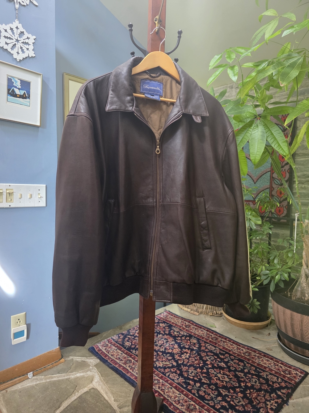 FRENCH VINTAGE FACONNABLE LAMB LEATHER JACKET XL - Picture 3 of 16